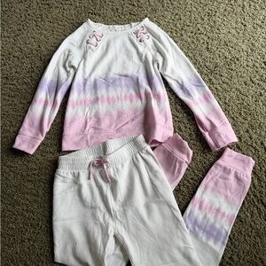 btween Loungewear Kids Set with Pink & Purple Tie-Dye Accents- size 8
